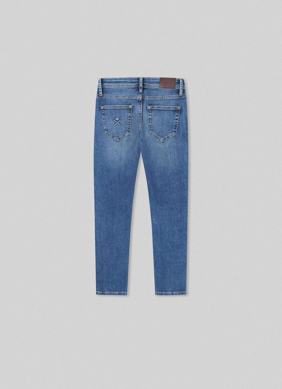 Pojkar Hackett London | Vintage Wash Jeans Med Vanlig Passform