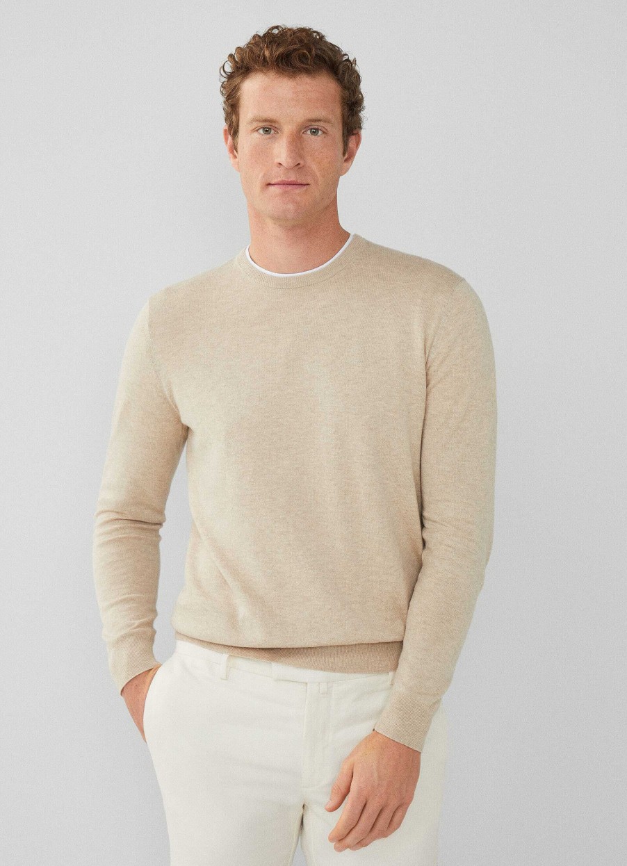 Klader Hackett London | Crew Neck Jumper Med Armbagsskydd