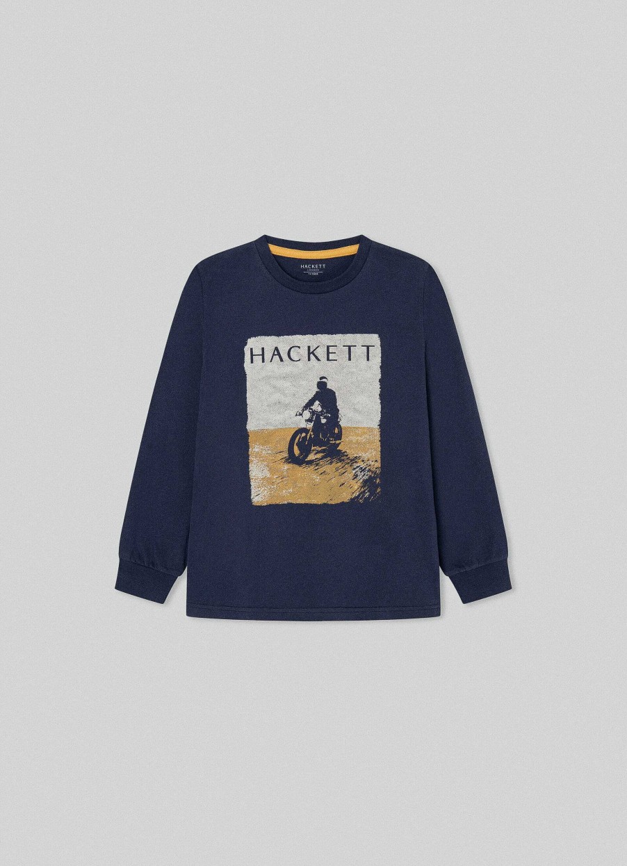 Pojkar Hackett London | Motorcykel Langarm T-Shirt