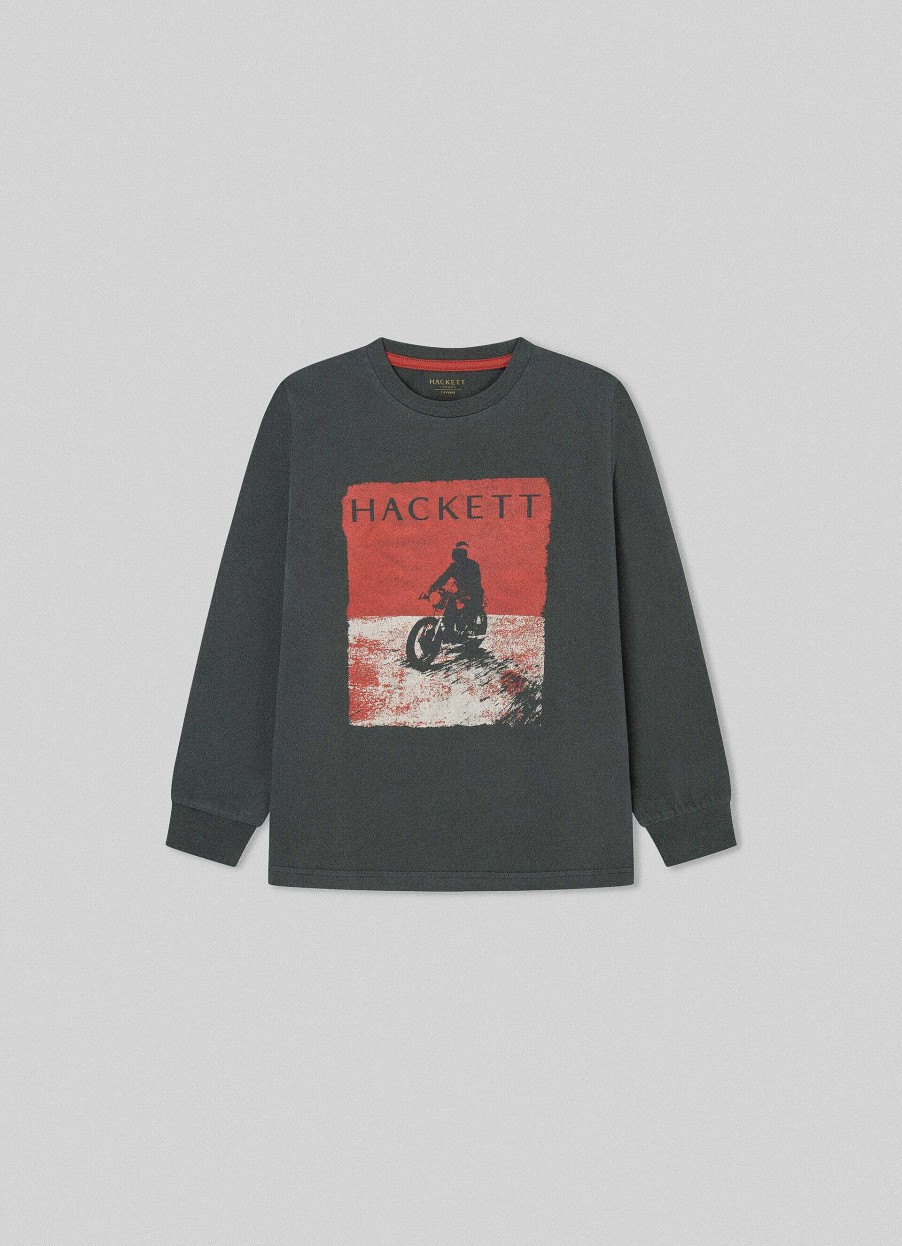 Pojkar Hackett London | Motorcykel Langarm T-Shirt