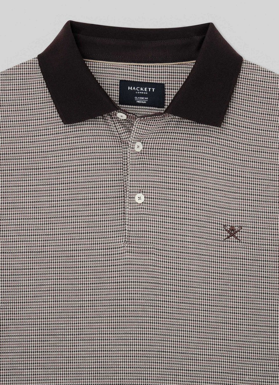 Klader Hackett London | Slim Fit Dogstooth Jacquard Langarm Polo